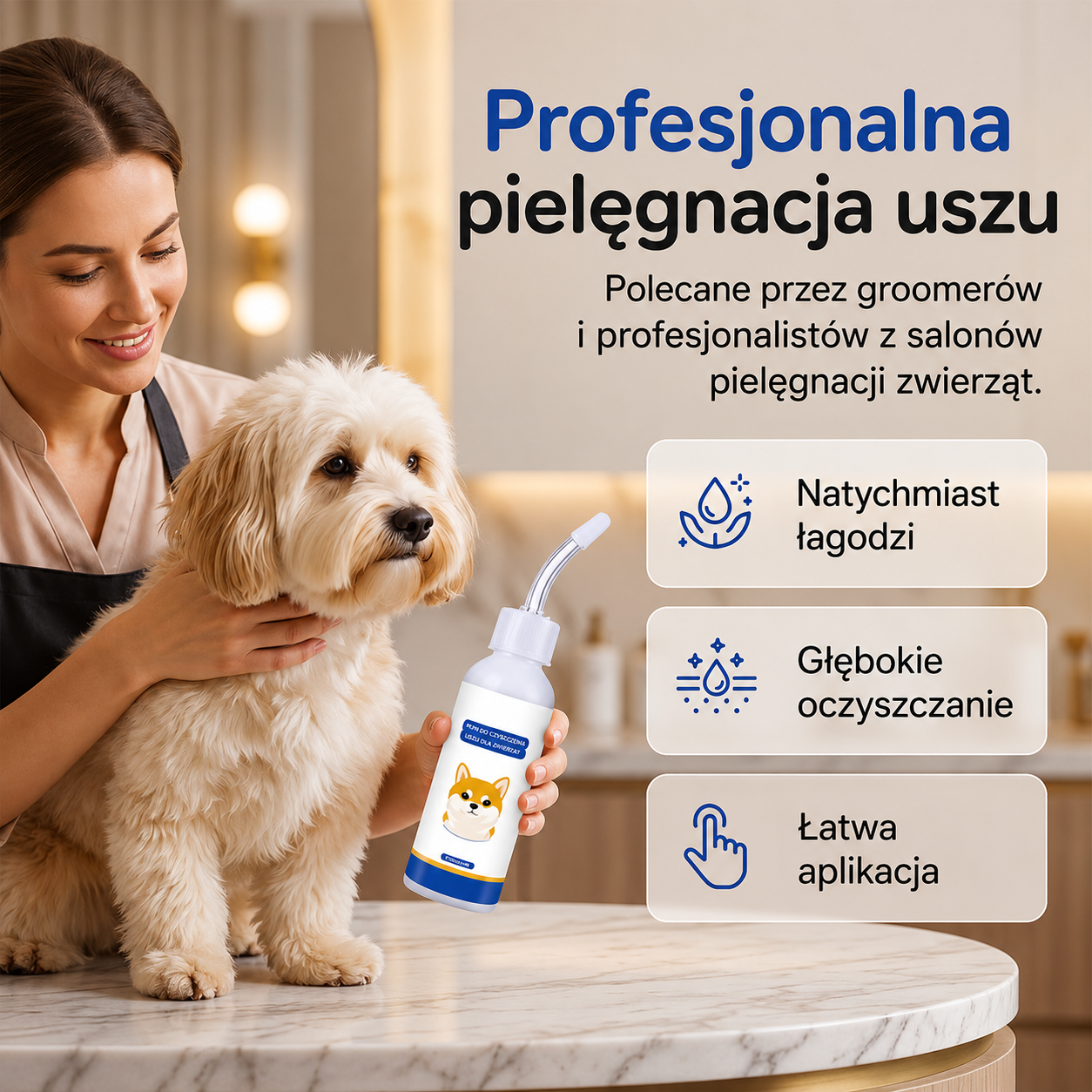 CzysteUszko™ - Łagodny Płyn do Czyszczenia Uszu Psów i Kotów
