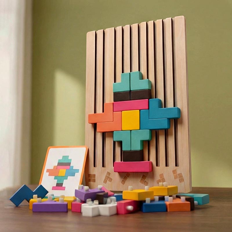 Sprytne Klocki™ – Drewniana Gra Logiczna Tetris | 42 Elementy