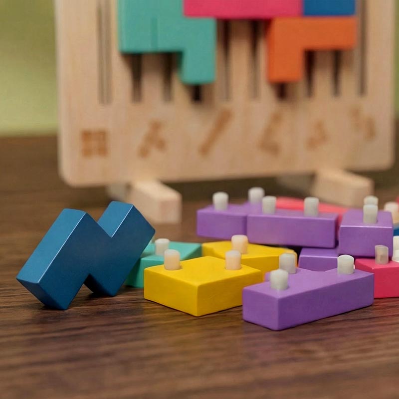 Sprytne Klocki™ – Drewniana Gra Logiczna Tetris | 42 Elementy