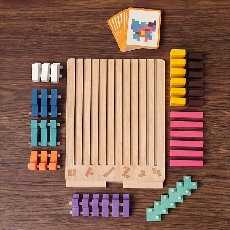 Sprytne Klocki™ – Drewniana Gra Logiczna Tetris | 42 Elementy