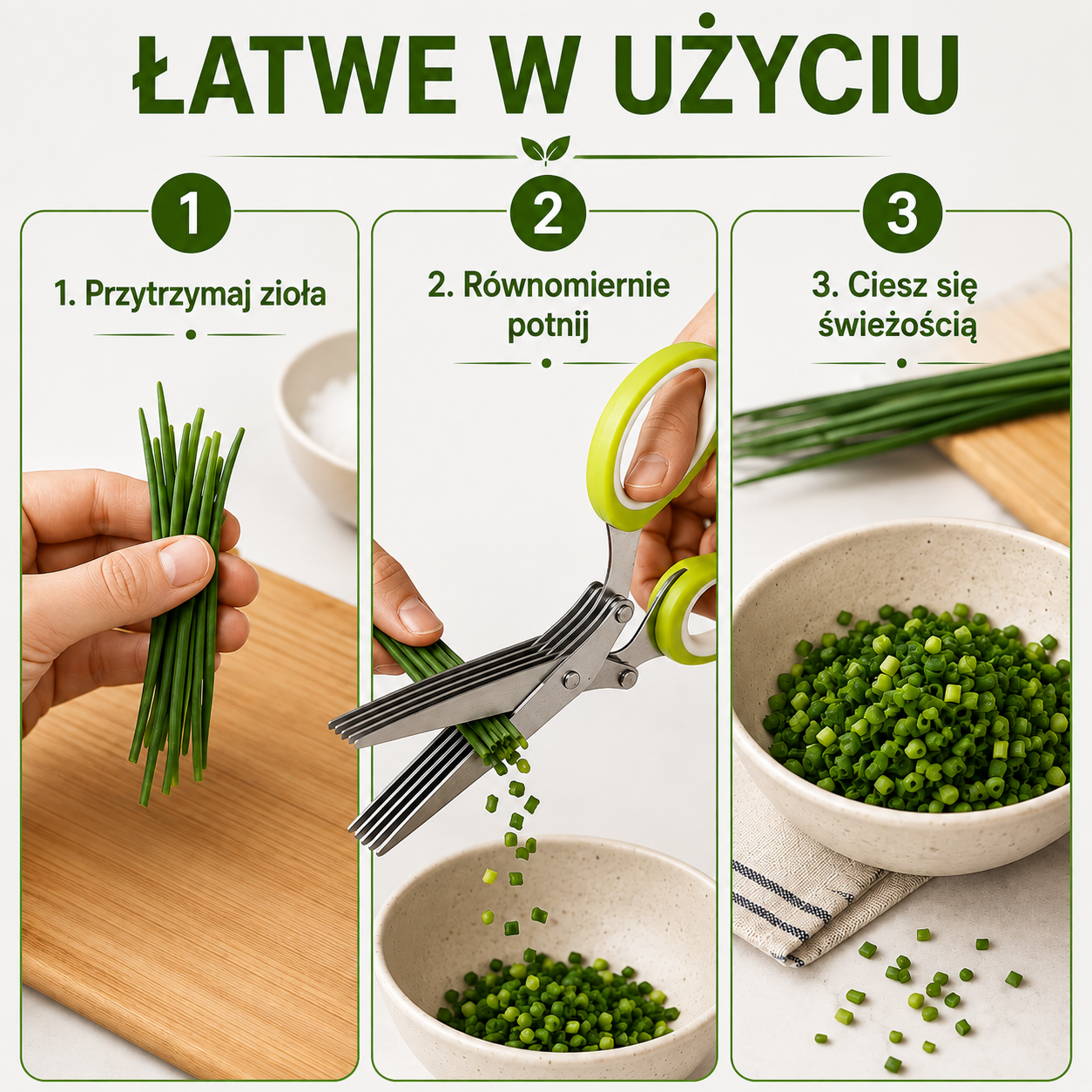 ZiołoCięcie™ – Nożyczki do Ziół 5-Ostrzowe ze Stali Nierdzewnej