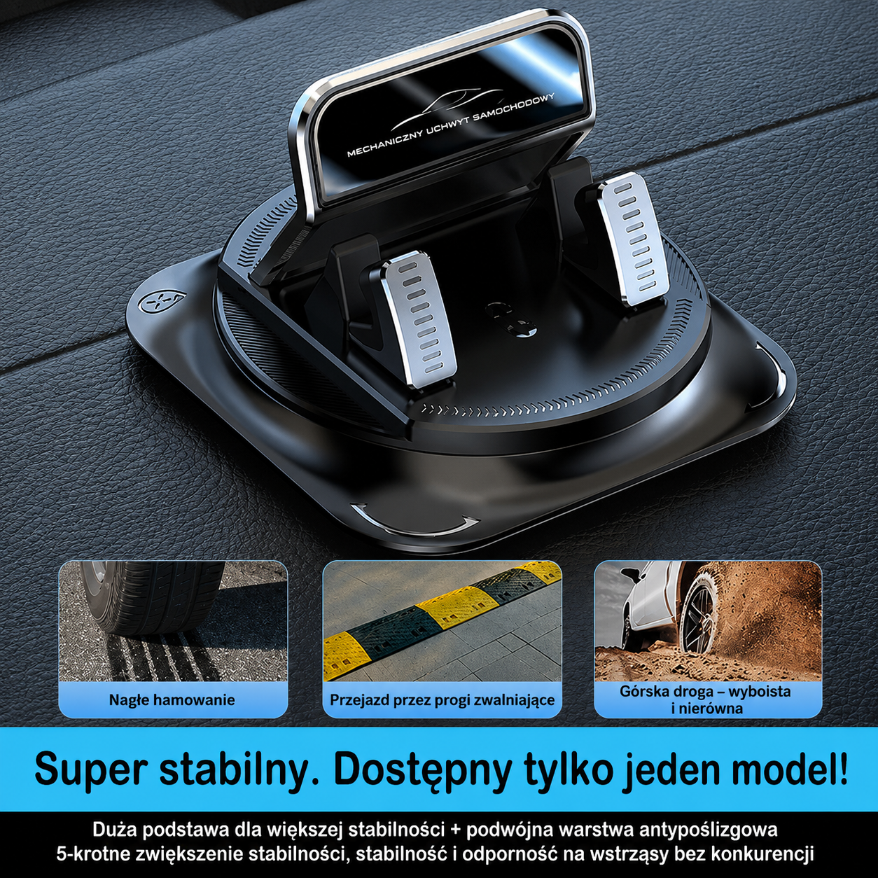 PewnyUchwyt™ – Obrotowy uchwyt na telefon 360° do deski rozdzielczej