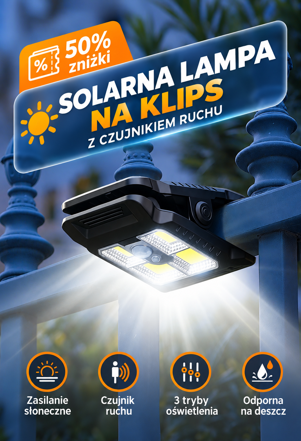 SolarLux - Solarna lampa LED z czujnikiem ruchu