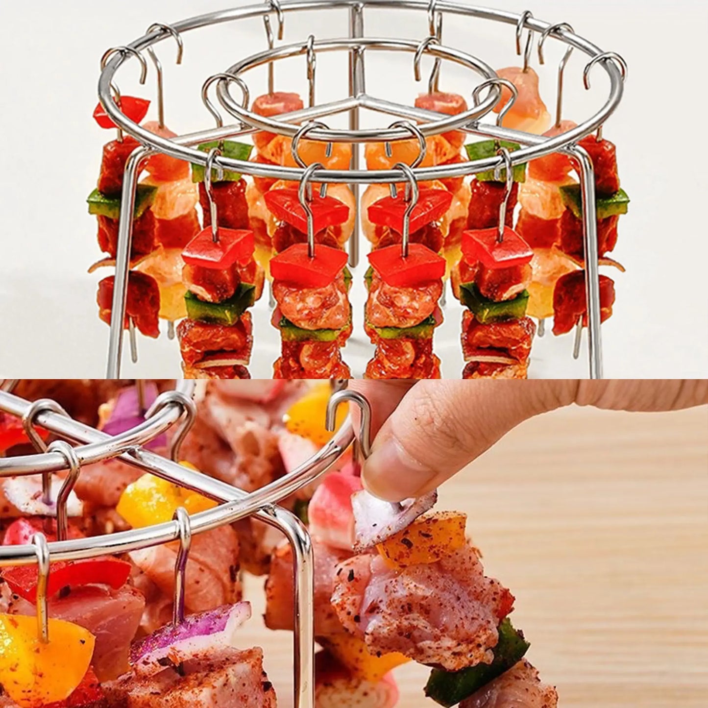 Grillownik™ – Stojak na Szaszłyki do Air Fryera | Równomierne Pieczenie Bez Obracania