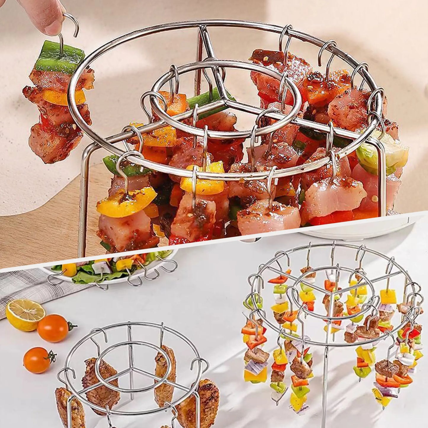 Grillownik™ – Stojak na Szaszłyki do Air Fryera | Równomierne Pieczenie Bez Obracania