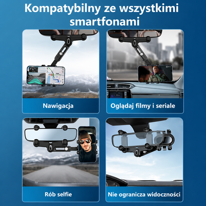 LusterGrip™ – Obrotowy i wysuwany uchwyt na telefon do lusterka samochodowego 360°