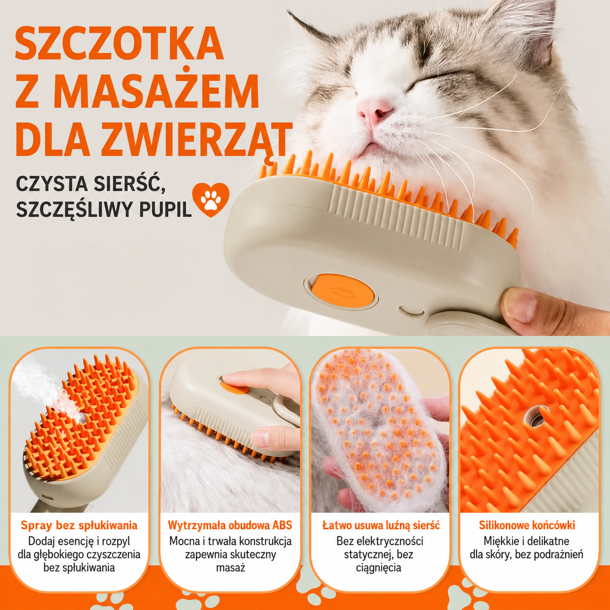 PupilSpa™ - Inteligentna Szczotka Parowa z Mgiełką dla Zwierząt