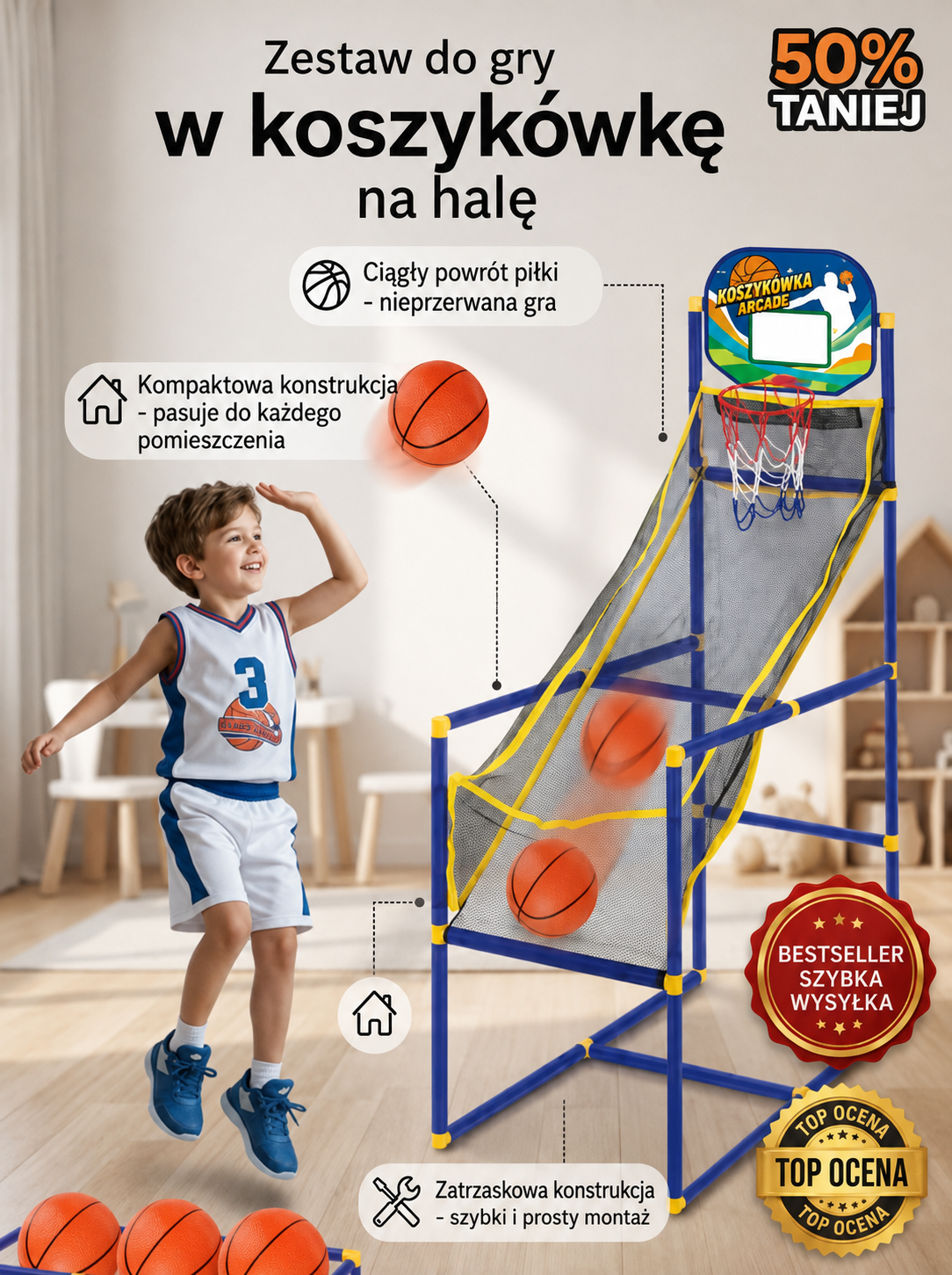 MaliMistrzowie™ - Zręcznościowa Gra Koszykarska dla Dzieci