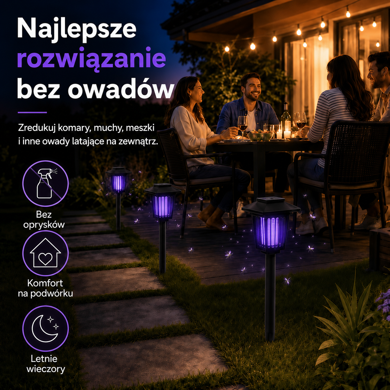 SolarnaTarcza™ - Solarna lampa przeciw komarom LED do ogrodu
