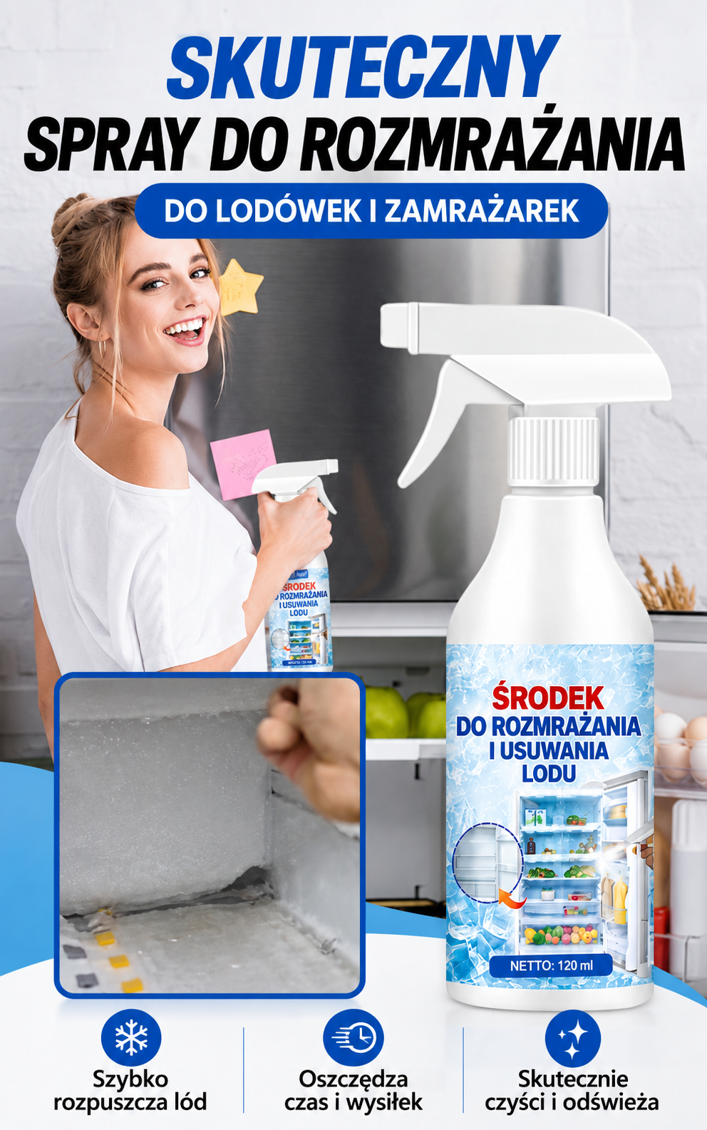 Frostella™ - Spray do szybkiego rozmrażania lodówek i zamrażarek