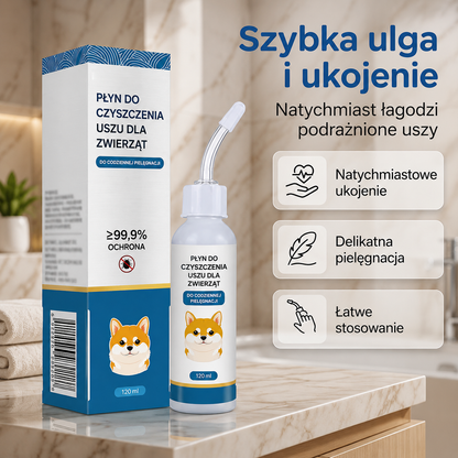 CzysteUszko™ - Łagodny Płyn do Czyszczenia Uszu Psów i Kotów