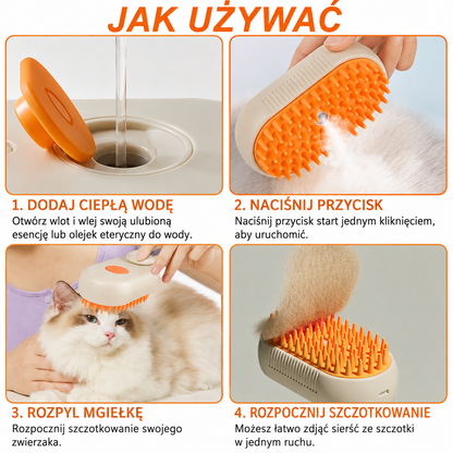 PupilSpa™ - Inteligentna Szczotka Parowa z Mgiełką dla Zwierząt