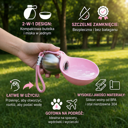 PsiaKropla™ - Kompaktowa Butelka i Miska 2w1 dla Psa