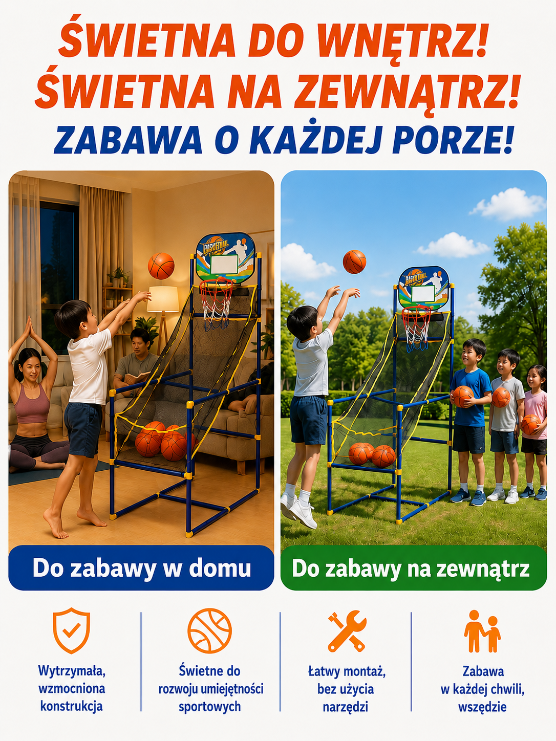 MaliMistrzowie™ - Zręcznościowa Gra Koszykarska dla Dzieci