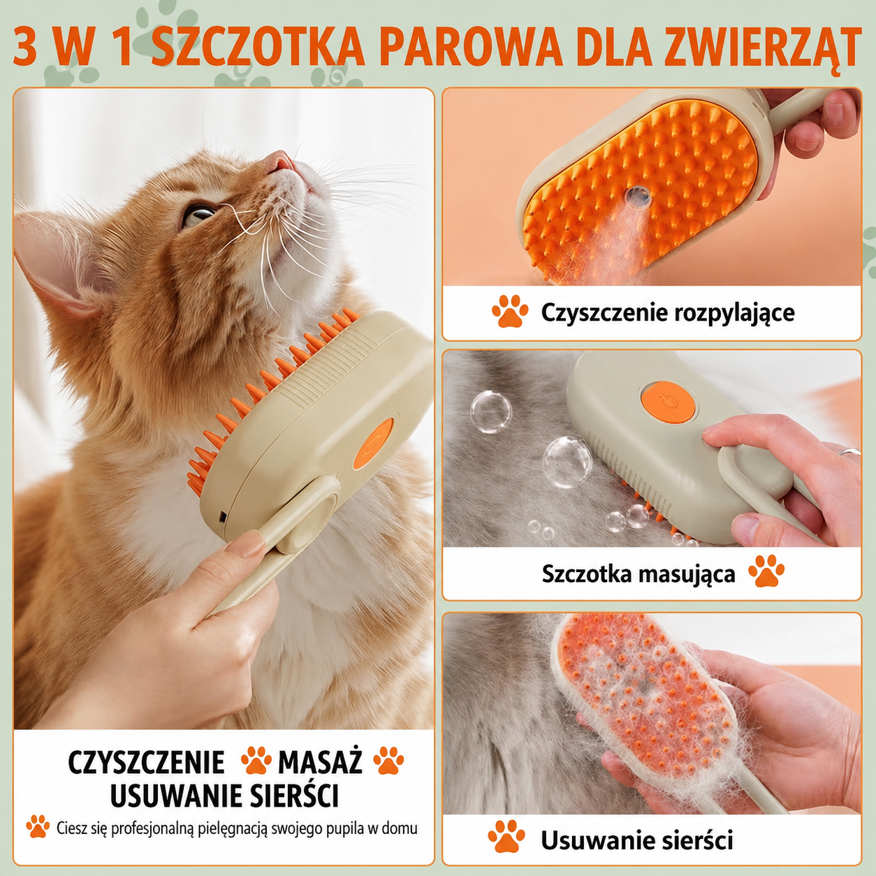 PupilSpa™ - Inteligentna Szczotka Parowa z Mgiełką dla Zwierząt