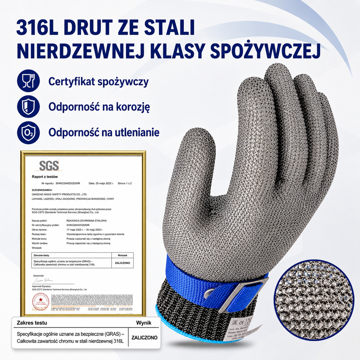 StalGrip™ - Profesjonalna rękawica antyprzecięciowa ze stali nierdzewnej 316L
