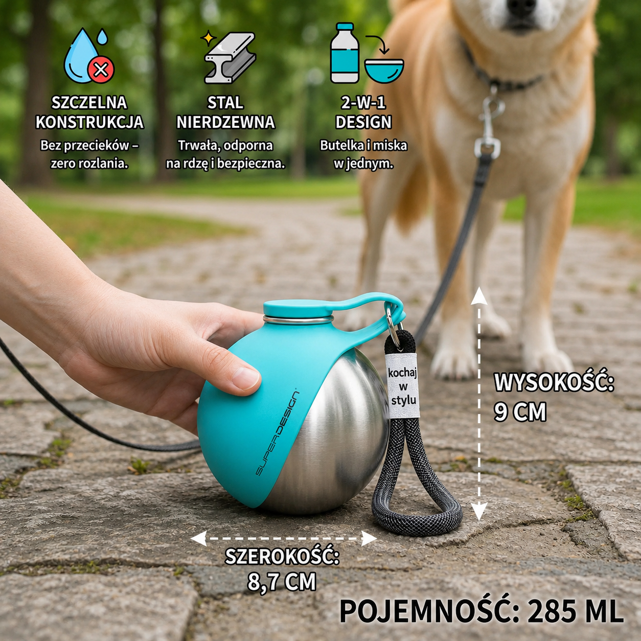 PsiaKropla™ - Kompaktowa Butelka i Miska 2w1 dla Psa