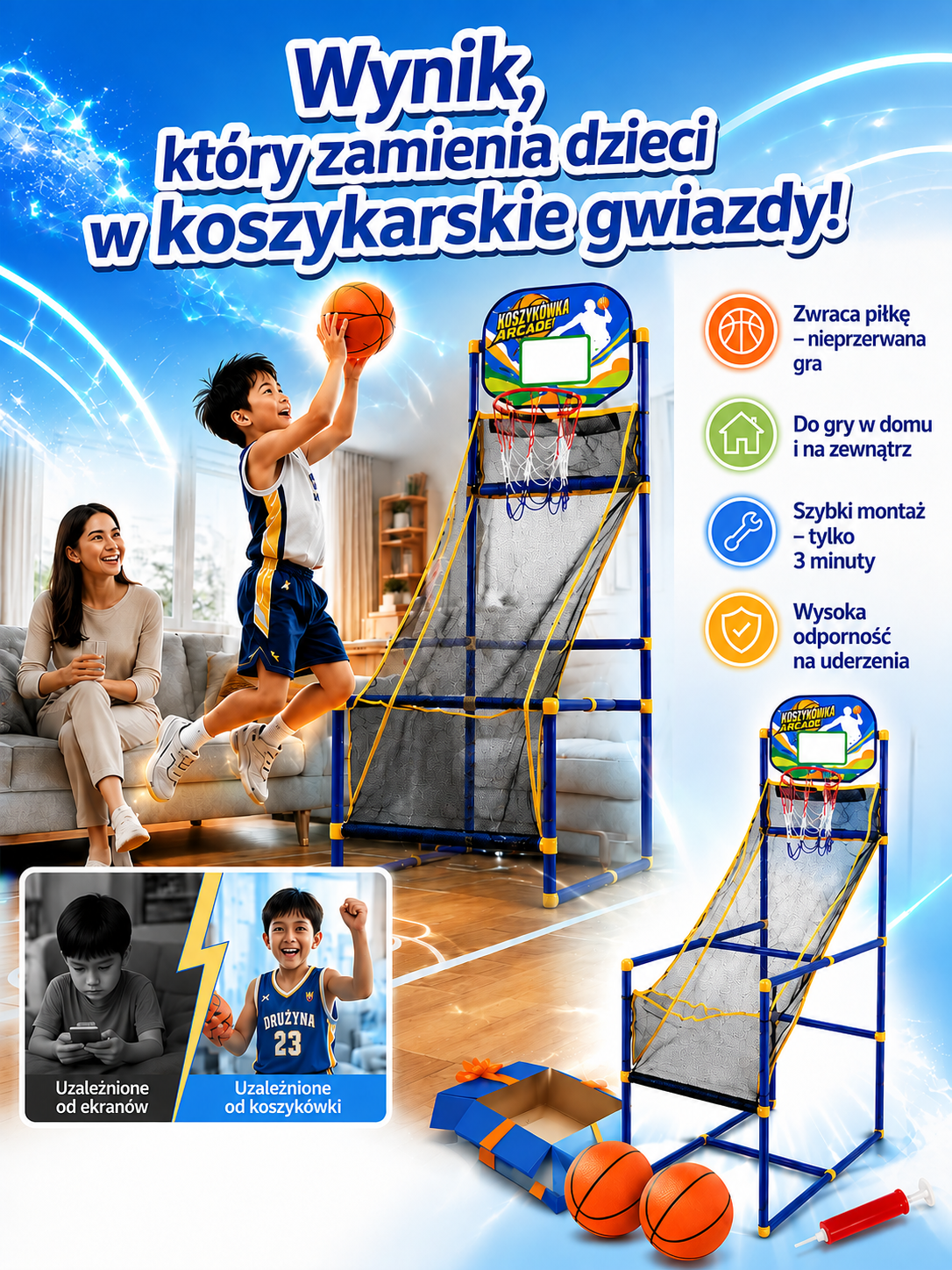 MaliMistrzowie™ - Zręcznościowa Gra Koszykarska dla Dzieci